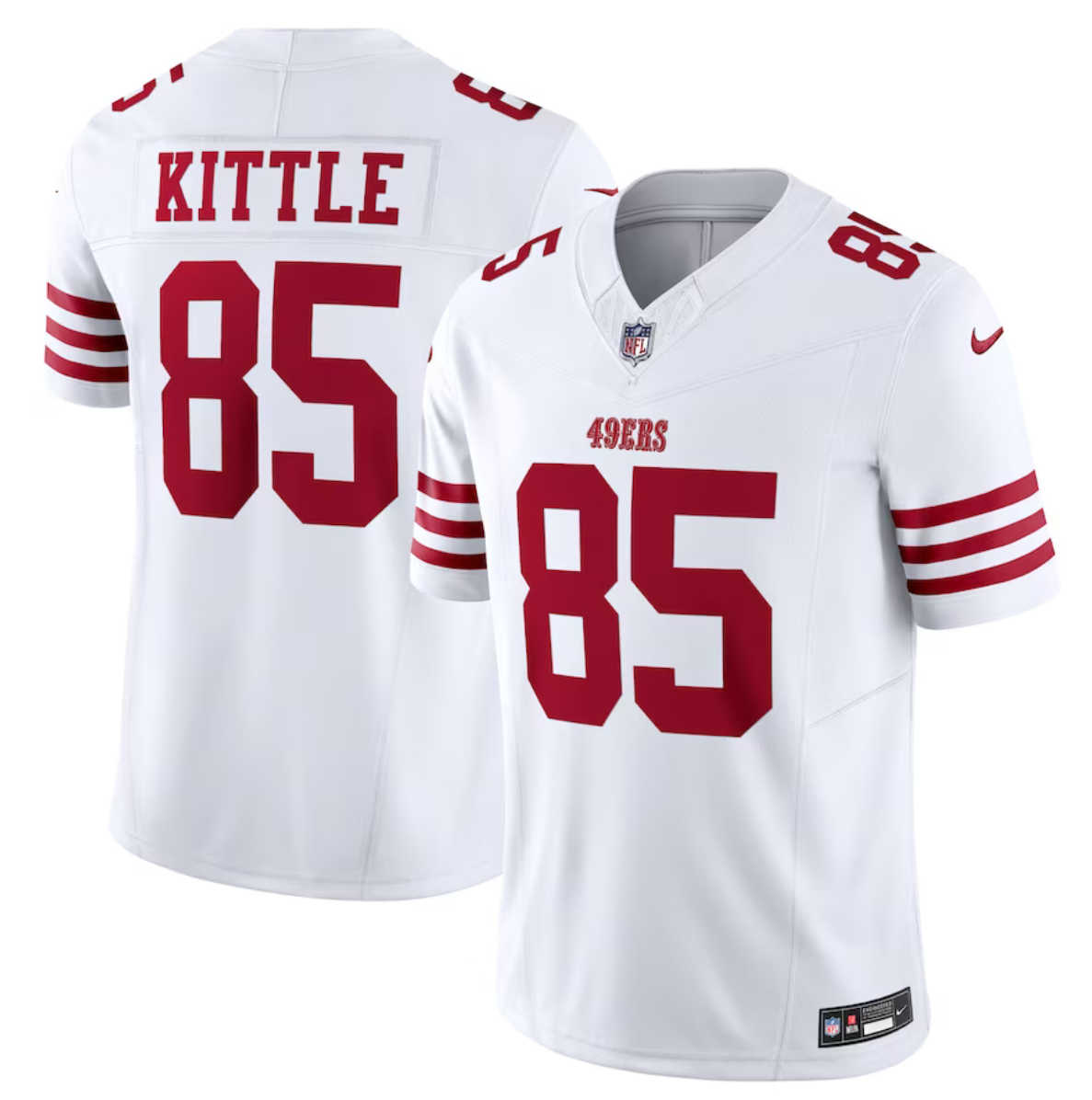 Men's San Francisco 49ers #85 George Kittle White 2023 F.U.S.E. Vapor Untouchable Limited Stitched Football Jersey