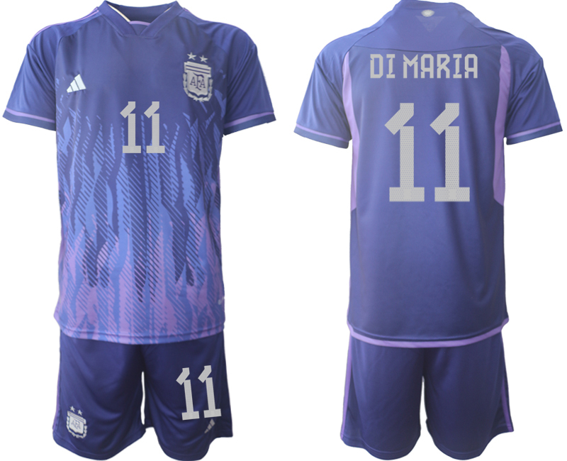 Men's Argentina #11 Di maria Purple 2022 FIFA World Cup Away Soccer Jersey Suit Men's Argentina #11 Di maria Purple 2022 FIFA World Cup Away Soccer Jersey Suit