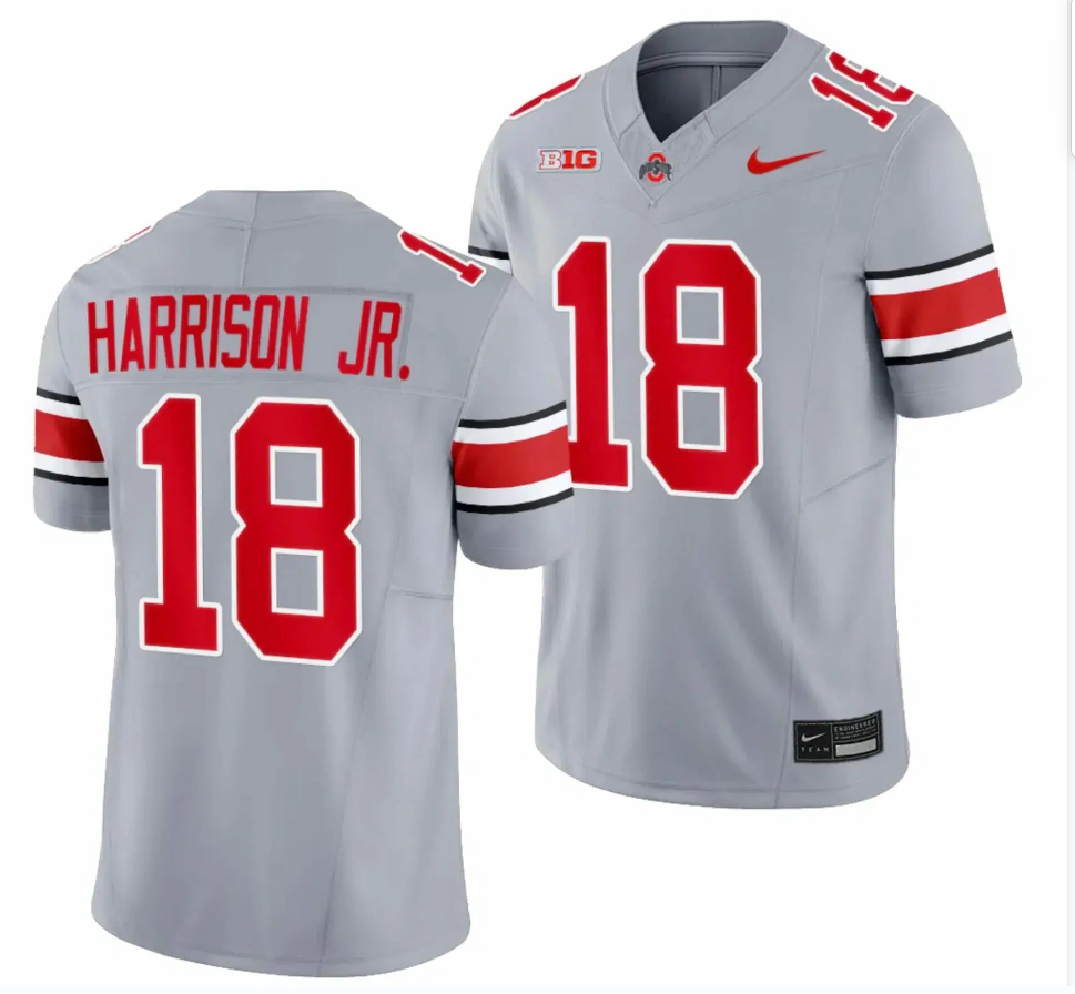 Men's Ohio State Buckeyes #18 Marvin Harrison Jr. Gray 2023 F.U.S.E Limited Stitched Jersey