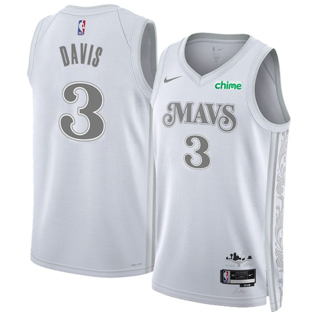 Men's Dallas Mavericks #3 Anthony Davis White 2024/25 City Edition Stitched Basketball Jersey Men's Dallas Mavericks #3 Anthony Davis White 2024/25 City Edition Stitched Basketball Jersey
