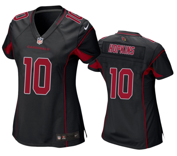 Women's Arizona Cardinals #10 DeAndre Hopkins Black Color Rush Stitched Jersey(Run Small)