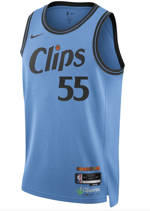 Men's Los Angeles Clippers #55 Derrrick Jones Jr.2024-2025 Blue Edition StitchedJersey