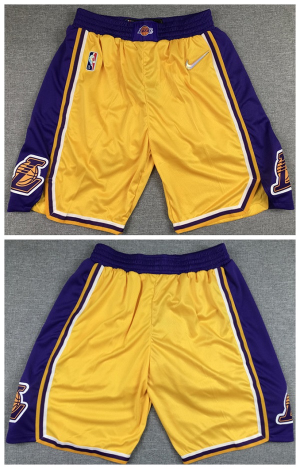 Men's Los Angeles Lakers 75th Anniversary Yellow Shorts (Run Small) Men's Los Angeles Lakers 75th Anniversary Yellow Shorts (Run Small)