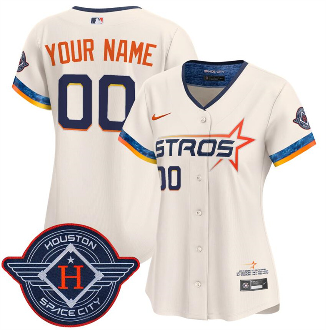 Women's Houston Astros Active Player Custom Cream 2025 City Connect Limited Stitched Baseball Jersey(Run Small) Women's Houston Astros Active Player Custom Cream 2025 City Connect Limited Stitched Baseball Jersey(Run Small)