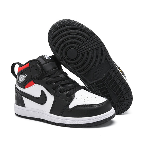 Youth Running Weapon Air Jordan 1 White/Black Shoes 10015