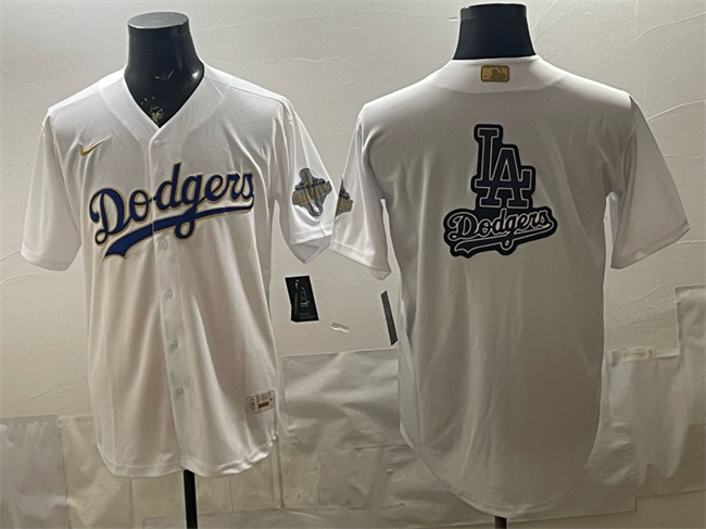 Men's Los Angeles Dodgers Team Big Logo White 2026 Gold Collection Stadium Stitched Baseball Jersey Men's Los Angeles Dodgers Team Big Logo White 2026 Gold Collection Stadium Stitched Baseball Jersey