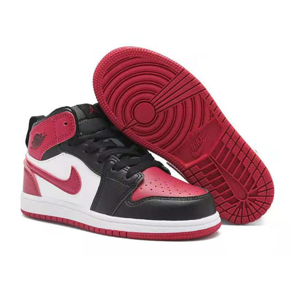Youth Running Weapon Air Jordan 1 Black/White/Red Shoes 10022