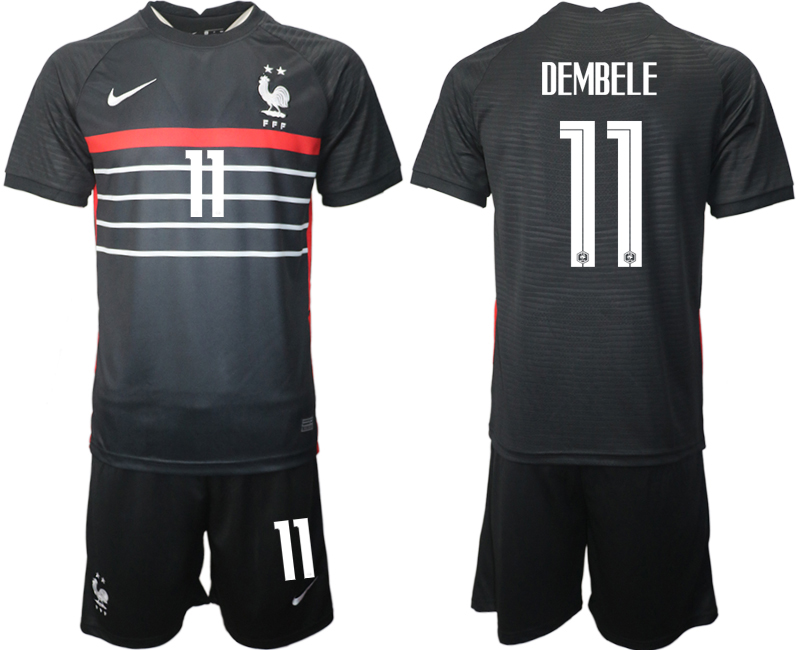 Men's France #11 Dembele Black 2022 FIFA World Cup Home Soccer Jersey Suit Men's France #11 Dembele Black 2022 FIFA World Cup Home Soccer Jersey Suit