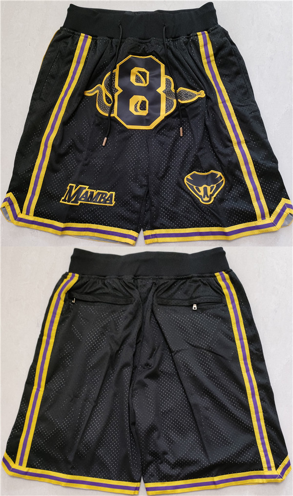 Men's Los Angeles Lakers #8 Kobe Bryant Black Shorts (Run Small) Men's Los Angeles Lakers #8 Kobe Bryant Black Shorts (Run Small)