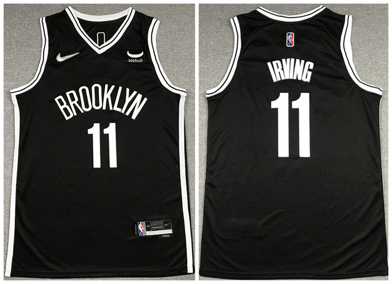 Men's Brooklyn Nets #11 Kyrie Irving 75th Anniversary Black With Patch Stitched Basketball Jersey