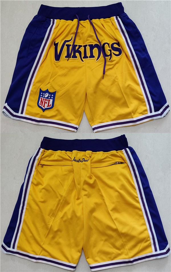 Men's Minnesota Vikings Yellow Shorts (Run Smaller) Men's Minnesota Vikings Yellow Shorts (Run Smaller)