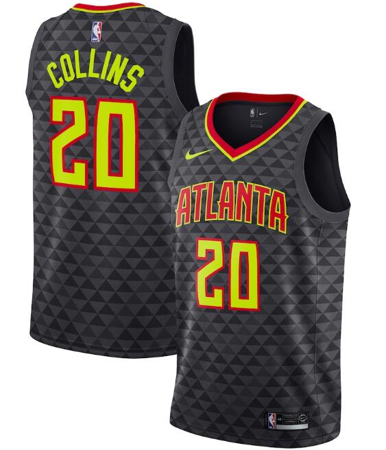 Men's Atlanta Hawks #20 John Collins Black Icon Edition Stitched Jersey Men's Atlanta Hawks #20 John Collins Black Icon Edition Stitched Jersey