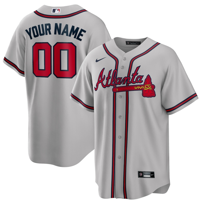 Youth Atlanta Braves Active Player Custom Grey Cool Base Stitched Baseball Jersey Youth Atlanta Braves Active Player Custom Grey Cool Base Stitched Baseball Jersey