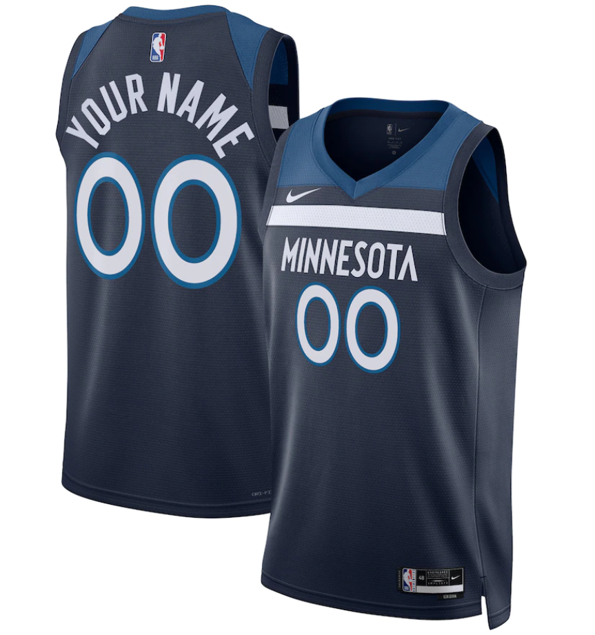 Youth Minnesota Timberwolves Active Player Custom Navy Icon Edition Stitched Basketball Jersey