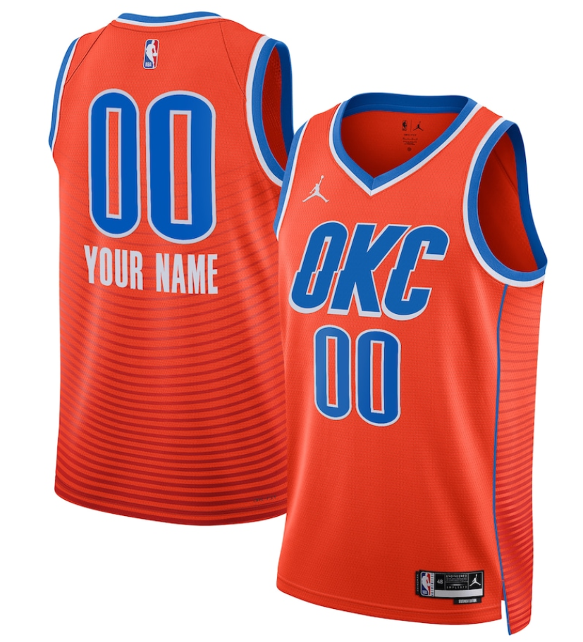 Men's Oklahoma City Thunder Active Player Custom Orange Statement Edition Stitched Basketball Jersey