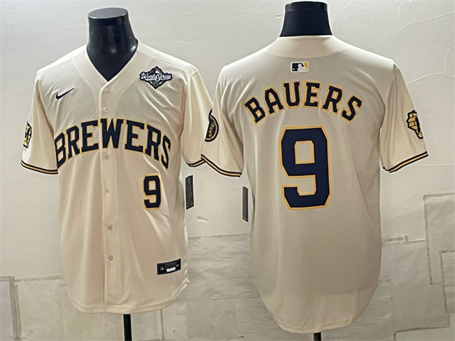Men's Milwaukee Brewers #9 Bob Uecker Cream 2026 World Series Limited Stitched Baseball Jersey