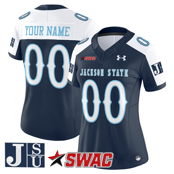 Women's Jackson State Tigers Active Player Custom Navy Alternate 2025 F.U.S.E. Vapor Limited Stitched Football Jersey(Run Small) Women's Jackson State Tigers Active Player Custom Navy Alternate 2025 F.U.S.E. Vapor Limited Stitched Football Jersey(Run Small)