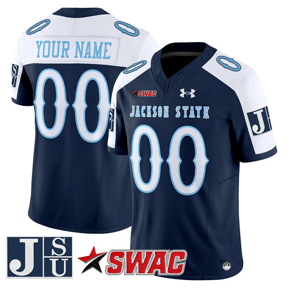 Men's Jackson State Tigers ACTIVE PLAYER Custom Navy Alternate 2025 F.U.S.E. Vapor Limited Stitched Football Jersey Men's Jackson State Tigers ACTIVE PLAYER Custom Navy Alternate 2025 F.U.S.E. Vapor Limited Stitched Football Jersey