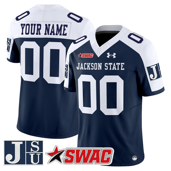 Men's Jackson State Tigers ACTIVE PLAYER Custom Navy Alternate 2026 F.U.S.E. Vapor Limited Stitched Football Jersey Men's Jackson State Tigers ACTIVE PLAYER Custom Navy Alternate 2026 F.U.S.E. Vapor Limited Stitched Football Jersey