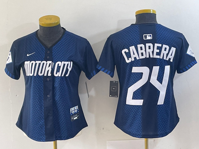 Women's Detroit Tigers #24 Miguel Cabrera 2024 Navy City Connect Cool Base Limited Stitched Baseball Jersey(Run Small) Women's Detroit Tigers #24 Miguel Cabrera 2024 Navy City Connect Cool Base Limited Stitched Baseball Jersey(Run Small)