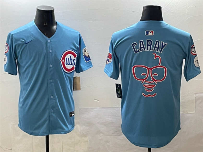 Women's Chicago Cubs Blue Harry Caray 'Holy Cow' Patch 2024/25 2nd Alternate Limited Stitched Baseball Jersey(Run Small)