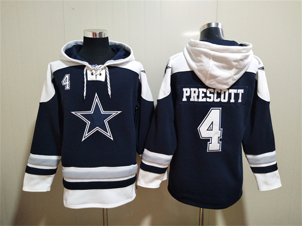 Men's Dallas Cowboys #4 Dak Prescott Navy Ageless Must-Have Lace-Up Pullover Hoodie Men's Dallas Cowboys #4 Dak Prescott Navy Ageless Must-Have Lace-Up Pullover Hoodie