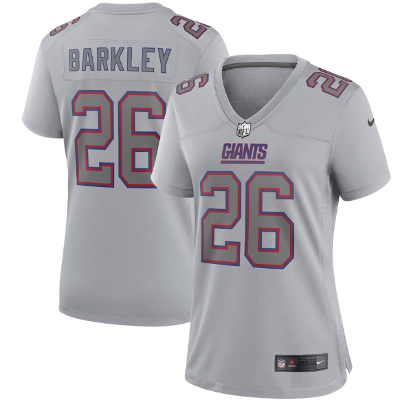 Women's New York Giants #26 Saquon Barkley Grey Atmosphere Fashion Stitched Game Jersey(Run Small) Women's New York Giants #26 Saquon Barkley Grey Atmosphere Fashion Stitched Game Jersey(Run Small)