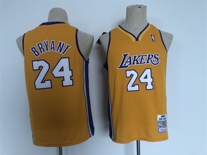 Youth Los Angeles Lakers #24 Kobe Bryant Yellow Stitched Basketball Jersey