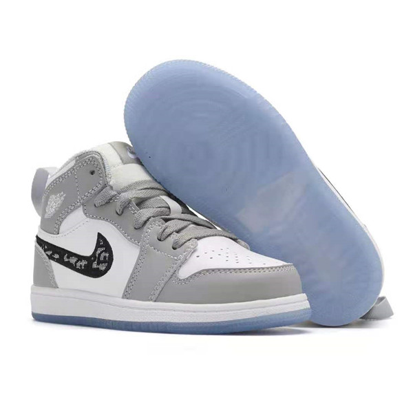 Youth Running Weapon Air Jordan 1 White/Grey Shoes 10029 Youth Running Weapon Air Jordan 1 White/Grey Shoes 10029