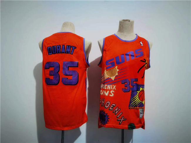 Men's Phoenix Suns #35 Kevin Durant Orange Throwback Swingman Stitched Jersey Men's Phoenix Suns #35 Kevin Durant Orange Throwback Swingman Stitched Jersey
