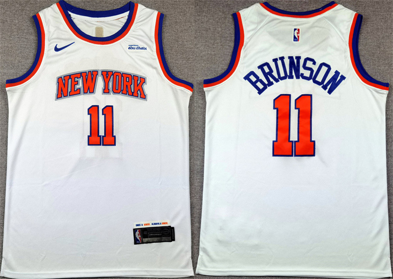Men's New Yok Knicks #11 Jalen Brunson White Association Edition Stitched Basketball Jersey Men's New Yok Knicks #11 Jalen Brunson White Association Edition Stitched Basketball Jersey