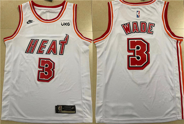 Men's Miami Heat #3 Dwyane Wade White Classic Edition Stitched Basketball Jersey Men's Miami Heat #3 Dwyane Wade White Classic Edition Stitched Basketball Jersey