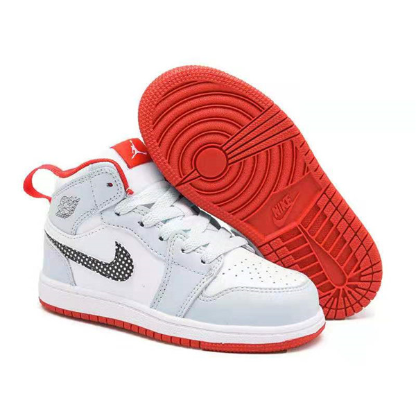 Youth Running Weapon Air Jordan 1 White/Grey Shoes 10037 Youth Running Weapon Air Jordan 1 White/Grey Shoes 10037