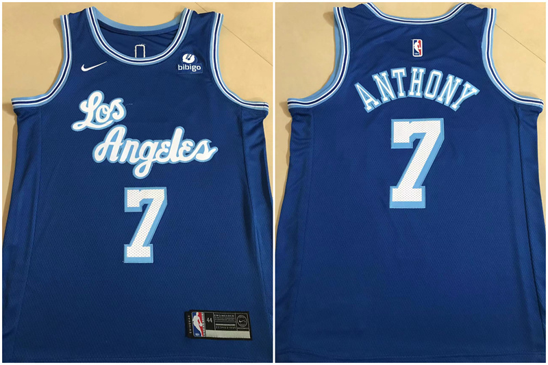 Men's Los Angeles Lakers #7 Carmelo Anthony Blue "bibigo" Stitched NBA Jersey Men's Los Angeles Lakers #7 Carmelo Anthony Blue "bibigo" Stitched NBA Jersey