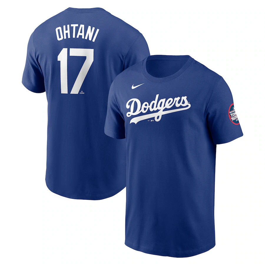 Men's Los Angeles Dodgers #17 Shohei Ohtani Royal 2025 Gold Collection Name & Number T-Shirt Men's Los Angeles Dodgers #17 Shohei Ohtani Royal 2025 Gold Collection Name & Number T-Shirt