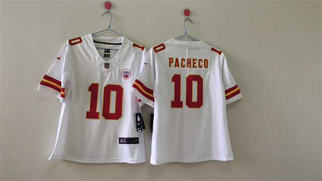 Women's Kansas City Chiefs #10 Isiah Pacheco White Vapor Untouchable Limited Stitched Jersey(Run Small) Women's Kansas City Chiefs #10 Isiah Pacheco White Vapor Untouchable Limited Stitched Jersey(Run Small)