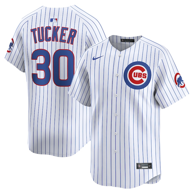 Men's Chicago Cubs #30 Kyle Tucker White Home Limited Stitched Baseball Jersey Men's Chicago Cubs #30 Kyle Tucker White Home Limited Stitched Baseball Jersey