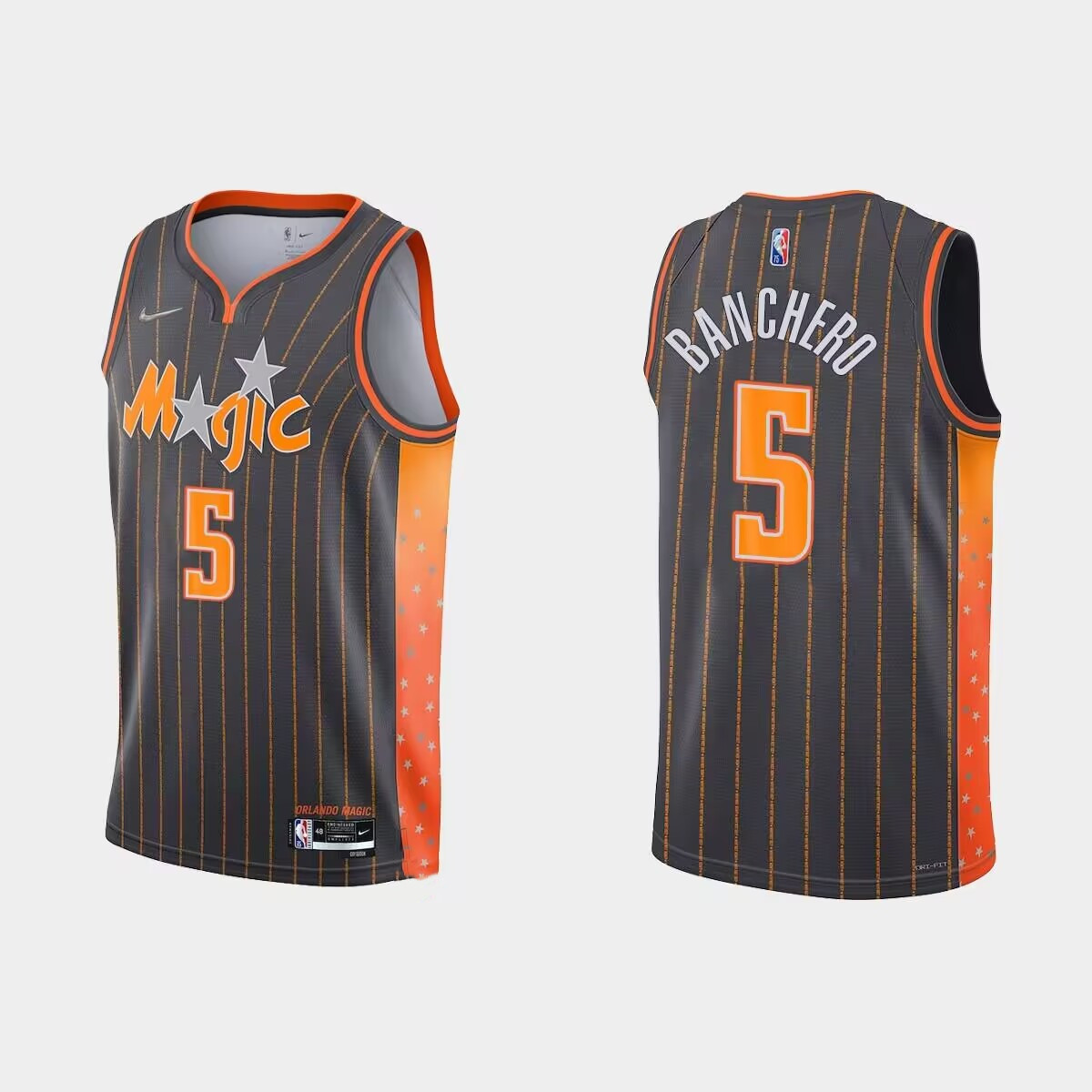 Men's Orlando Magic #5 Paolo Banchero 2021/22 City Edition Black 75th Anniversary Stitched Basketball Jersey Men's Orlando Magic #5 Paolo Banchero 2021/22 City Edition Black 75th Anniversary Stitched Basketball Jersey