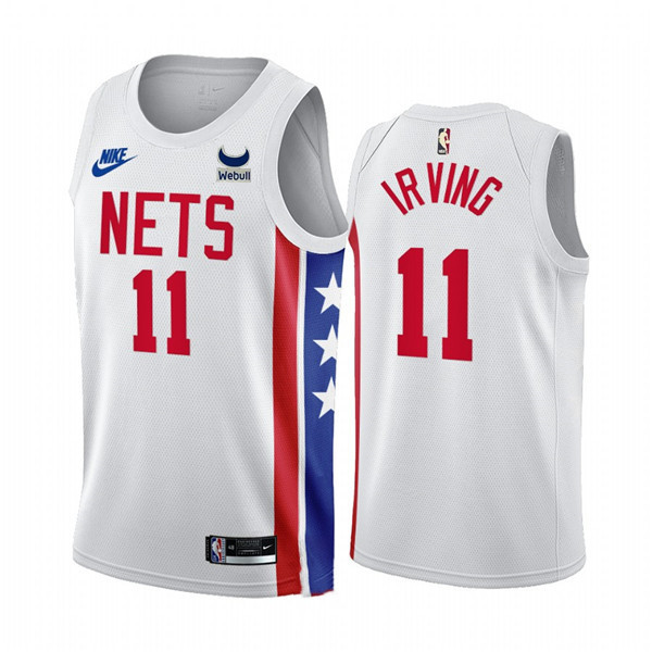 Men's Brooklyn Nets #11 Kyrie Irving 2022/23 White With Patch Classic Edition Stitched Basketball Jersey Men's Brooklyn Nets #11 Kyrie Irving 2022/23 White With Patch Classic Edition Stitched Basketball Jersey