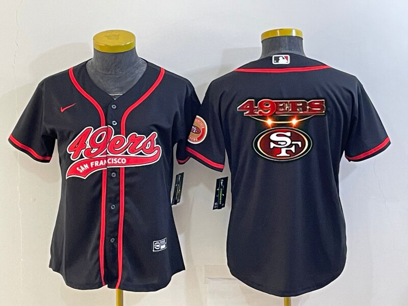 Youth San Francisco 49ers Black Team Big Logo With Patch Cool Base Stitched Baseball Jersey Youth San Francisco 49ers Black Team Big Logo With Patch Cool Base Stitched Baseball Jersey