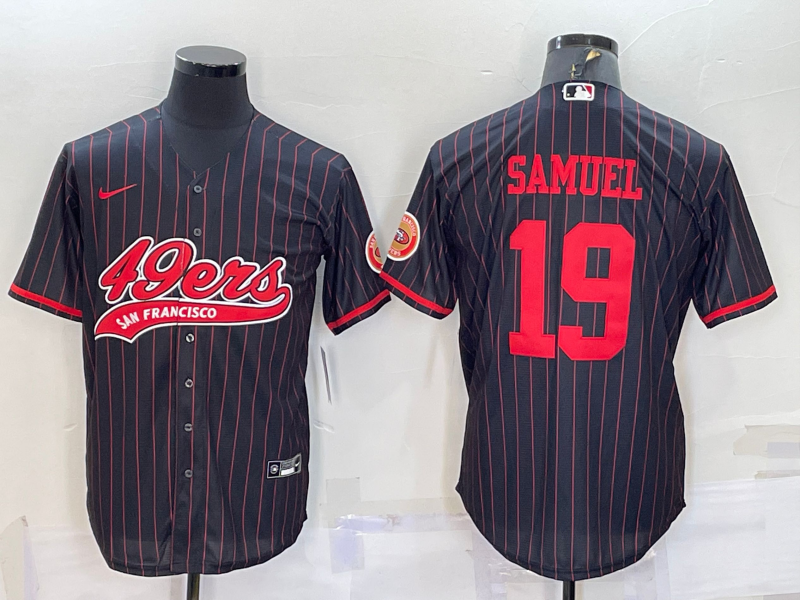 Men's San Francisco 49ers #19 Deebo Samuel Black With Patch Cool Base Stitched Baseball Jersey