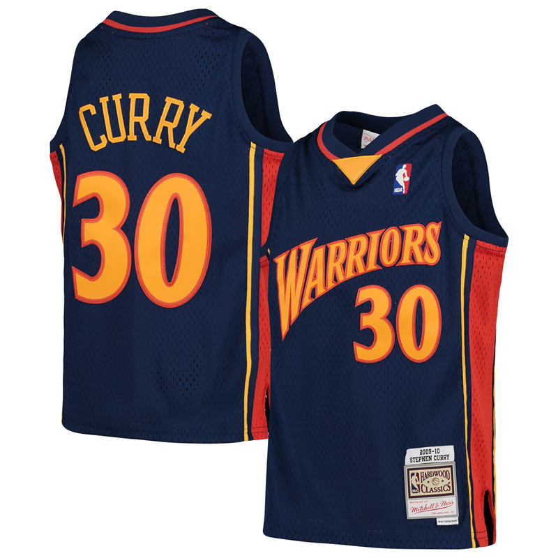 Men's Golden State Warriors #30 Stephen Curry Navy 2009-10 Throwback Stitched NBA Jersey