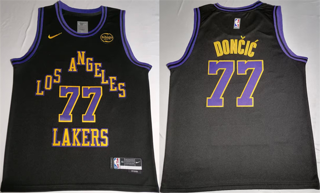 Men's Los Angeles Lakers #77 Luka Dončić Black 2025 Stitched Basketball Jersey Men's Los Angeles Lakers #77 Luka Dončić Black 2025 Stitched Basketball Jersey