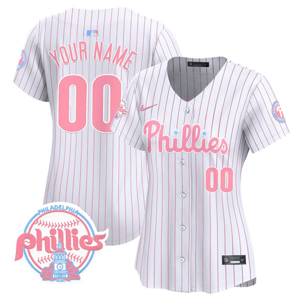 Women's Philadelphia Phillies Active Player Custom Bubblegum Pinstripe Vapor Premier Limited(Run Small) Women's Philadelphia Phillies Active Player Custom Bubblegum Pinstripe Vapor Premier Limited(Run Small)