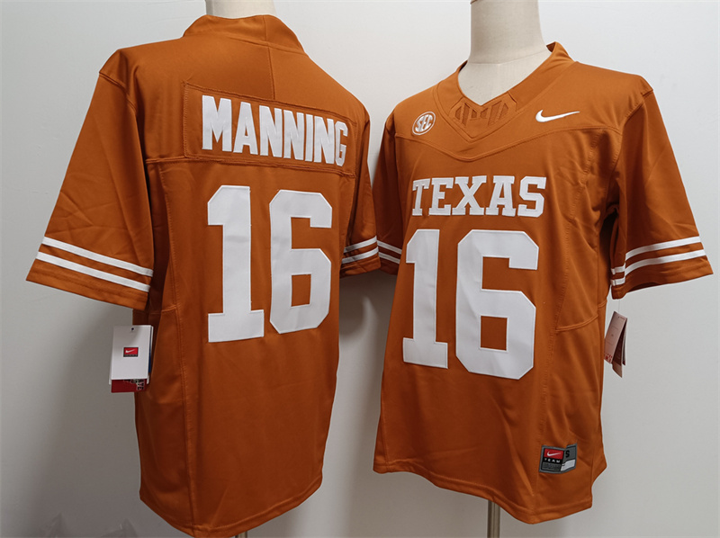 Men's Texas Longhorns #16 Arch Manning Orange F.U.S.E Stitched Jersey Men's Texas Longhorns #16 Arch Manning Orange F.U.S.E Stitched Jersey