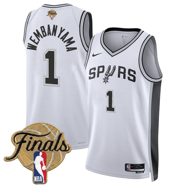 Men's San Antonio Spurs #1 Victor Wembanyama White 2026 Finals Patch Association Edition Stitched Basketball Jersey Men's San Antonio Spurs #1 Victor Wembanyama White 2026 Finals Patch Association Edition Stitched Basketball Jersey