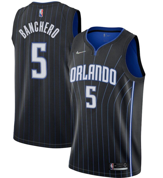 Men's Orlando Magic #5 Paolo Banchero Black Icon Edition Stitched Swingman Jersey Men's Orlando Magic #5 Paolo Banchero Black Icon Edition Stitched Swingman Jersey