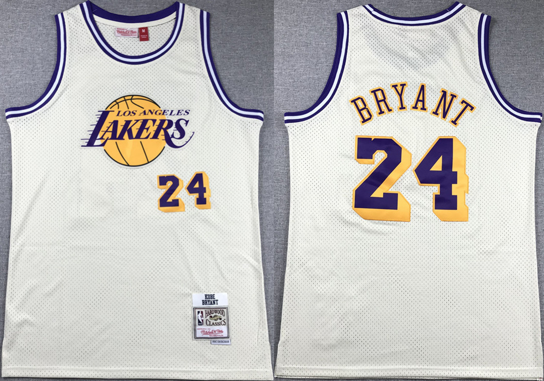 Men's Los Angeles Lakers #24 Kobe Bryant White Throwback basketball Jersey Men's Los Angeles Lakers #24 Kobe Bryant White Throwback basketball Jersey