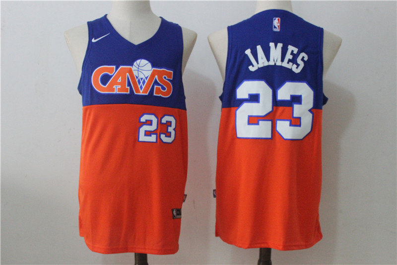 Men's Nike Cleveland Cavaliers #23 LeBron James Blue/Orange Nike Stitched NBA Jersey