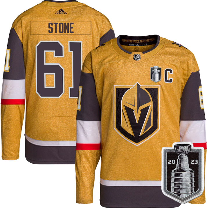 Men's Vegas Golden Knights #61 Mark Stone Gold 2023 Stanley Cup Final Stitched Jersey Men's Vegas Golden Knights #61 Mark Stone Gold 2023 Stanley Cup Final Stitched Jersey